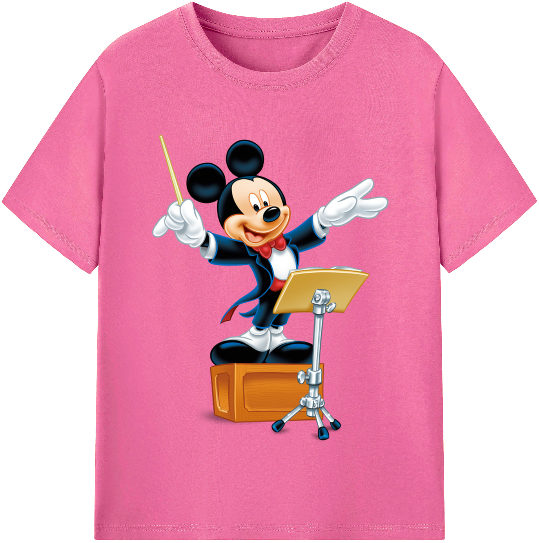 （画像用） ミッキーマウス Mickey Mouse レディースカジュアルプリントTシャツ（綿100％）
